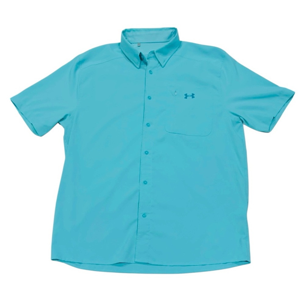 NWOT UNDER ARMOUR Vibrant Button Down Short Sleeve Shirt Front Pocket Large